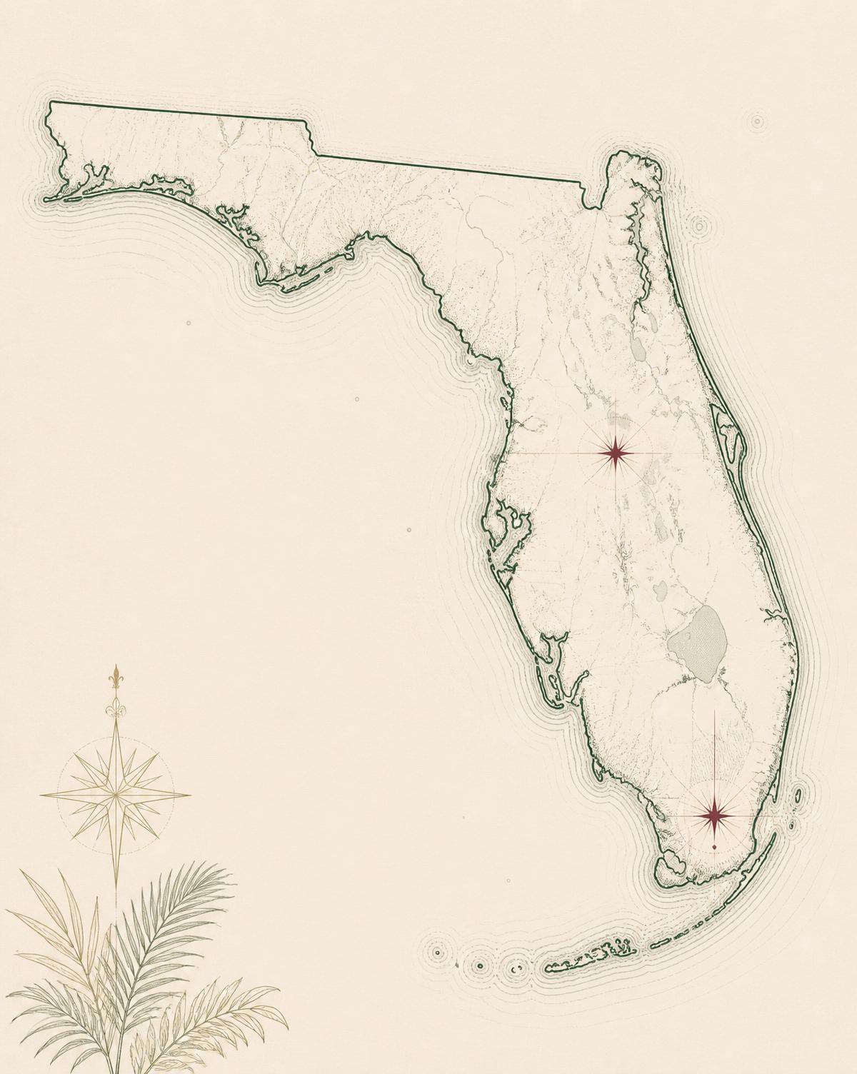 Mapa editorial de la península de Florida